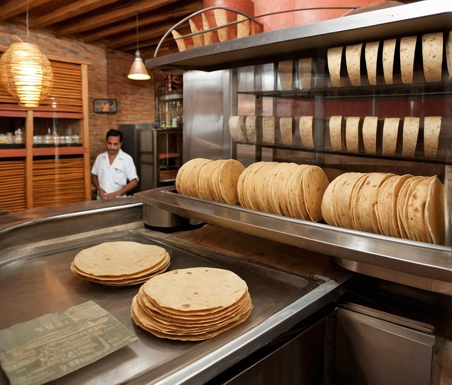 Mostrador con tortillas expuestas listas para tapear